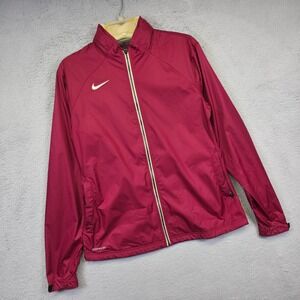 Nike Jacket Womens M Maroon Windbreaker Storm Fit Hooded Running Athleisure Hike